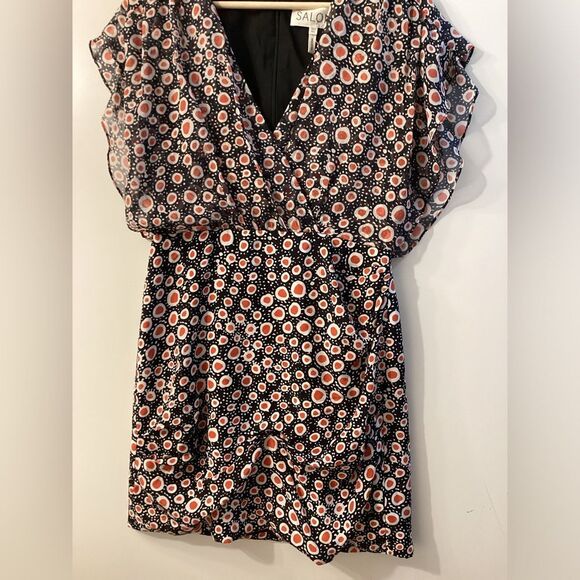 SALONI Brooke Batik Dot Dress Orange White Black Size M Women’s Designer Summer - Picture 6 of 15